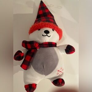 Plaid Hat and Scarf Polar Bear Plush NWOT